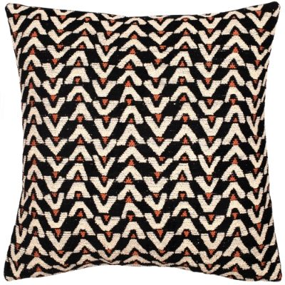 TRIBAL JAQ BLK/CREAM WITH ORANGE 50 X 50