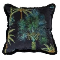 PALM TREES ON BLACK WITH FRINGES 45 X 45