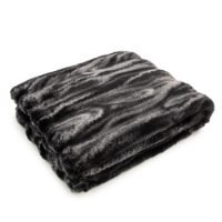 CHARCOAL STRIPE FAUX FUR THROW 150 X 200