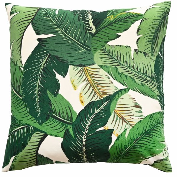 OUTDOOR CUSHION GREEN LEAVES 50 X 50