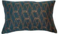 TRIANGLE PATTERN CUSHION IN TEAL AND COPPER 35 X 55