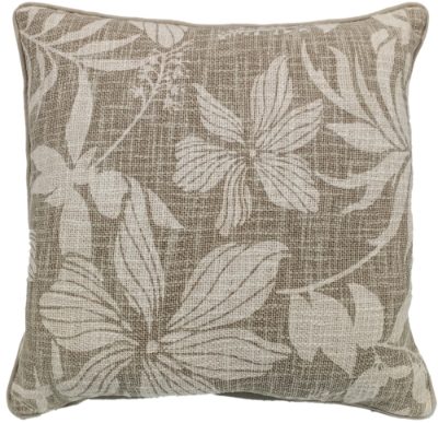 FLORAL PRINT ON LOOSE WEAVE TAUPE  45 X 45