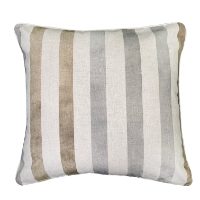 LARGE IKAT PRINT IN TAUPE WITH STRIPE REVERSE 45 X 45