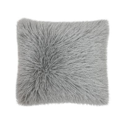 TEXTURED FAUX MONGOLIAN CUSHION GREY  50 X 50