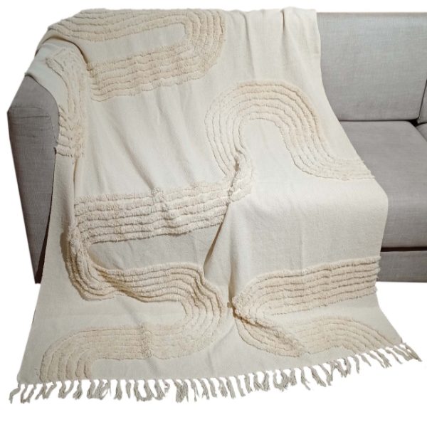cotton tufted throw natural 130 x 180