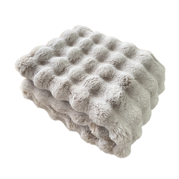 SCULPTED TIPPED THROW IN FAUX FUR NATURAL 150 X 200