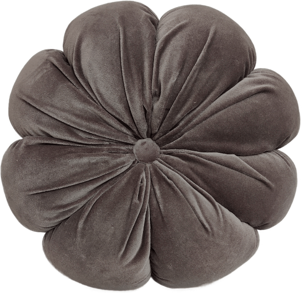 FLORAL SHAPED CUSHION IN COTTON VELVET GREY