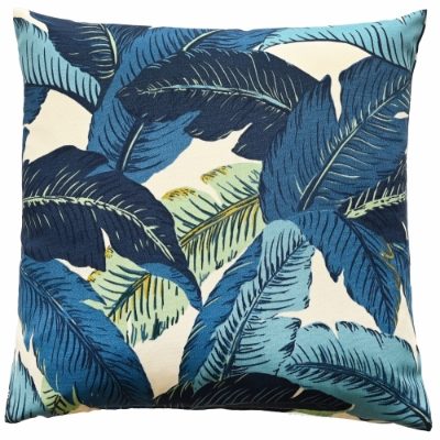 OUTDOOR CUSHION BLUE LEAVES 50 X 50