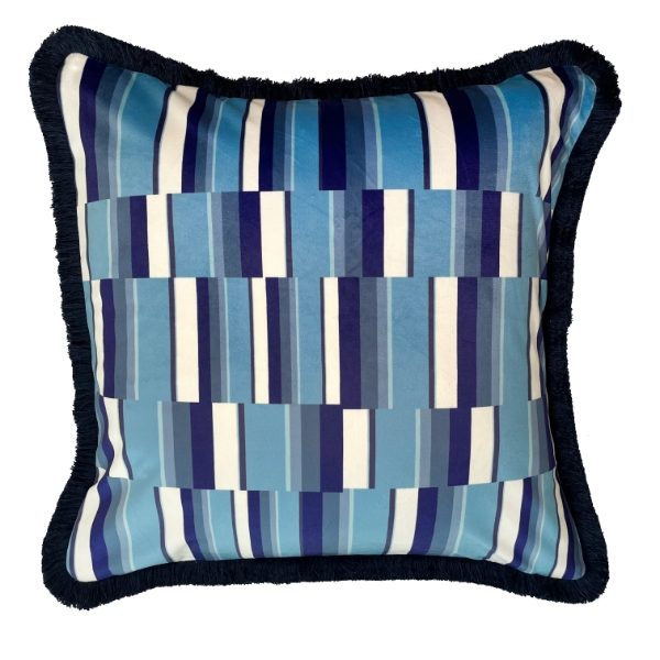 Malini Barcode Blue Cushion