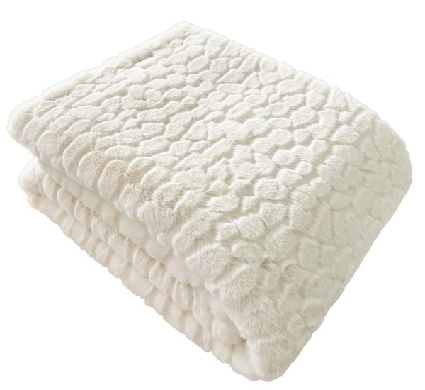 CLOUD DESIGN FAUX FUR THROW IVORY 150 X 200