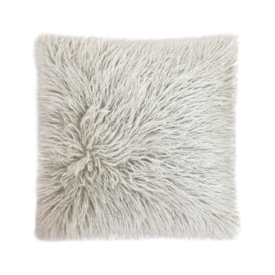 TEXTURED FAUX MONGOLIAN CUSHION NATURAL  50 X 50