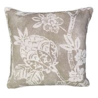 TRAD FLORAL IN TAUPE WITH STRIPE REVERSE  45 X 45