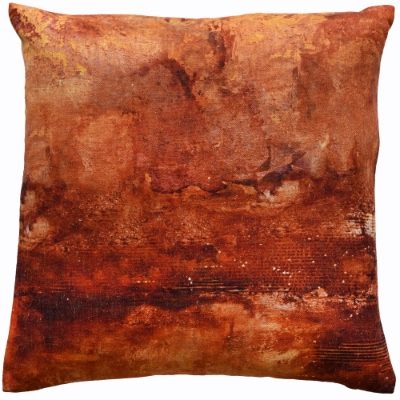 RUST COLOUR ABSTRACT ON FAUX LINEN 45 X 45