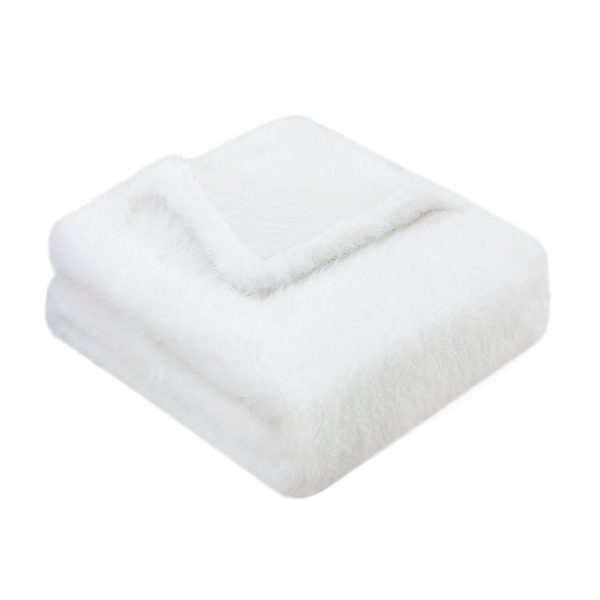 LONG HAIR FAUX  FUR THROW IVORY  130 X 170