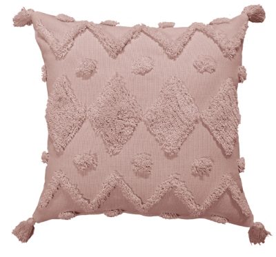cotton tufted woven cushion  45 x 45 pink