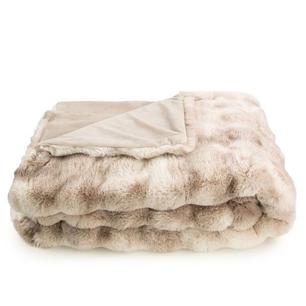 LUXURY NATURAL TEXTURED FAUX FUR  THROW 150 X200