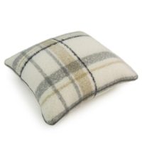 FAUX MOHAIR CUSHION GREY/SAGE PLAID 45 X 45