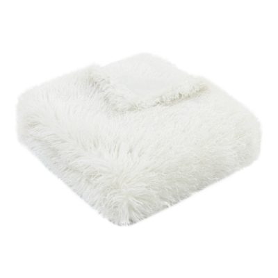 TEXTURED FAUX MONGOLIAN THROW WHITE  130 X 170