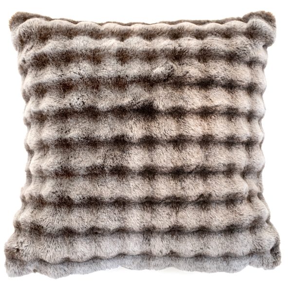 EXTREME SOFT TEXTURED CUSHION IN FAUX RABBIT TAUPE  50 X 50