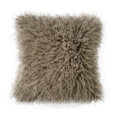 TEXTURED FAUX MONGOLIAN FUR CUSHION  SAND 45 X 45