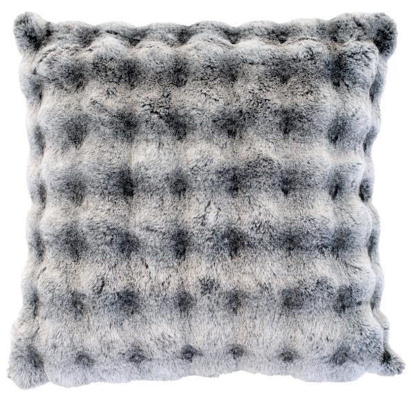 EXTREME SOFT TEXTURED CUSHION IN FAUX RABBIT GREY  50 X 50