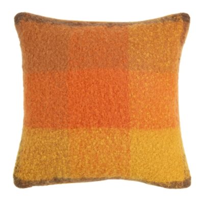 FAUX MOHAIR CUSHION RUSTIC PLAID 45 X 45