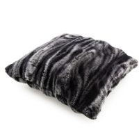 CHARCOAL STRIPE FAUX FUR CUSHION  50 X 50