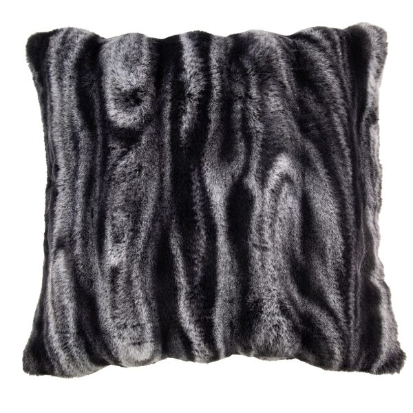 CHARCOAL STRIPE FAUX FUR CUSHION  50 X 50