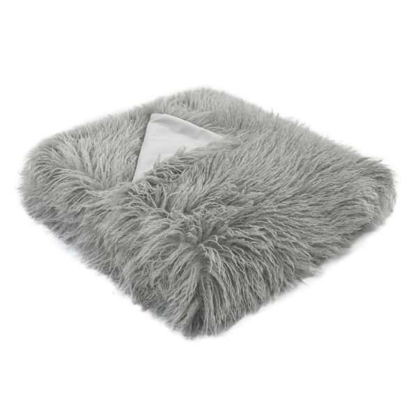 TEXTURED FAUX MONGOLIAN THROW GREY  130 X 170