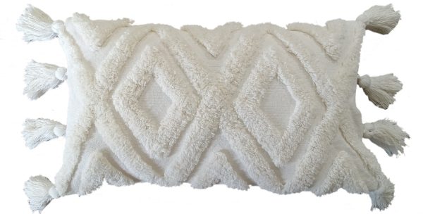 cotton tufted woven cushion  30 x 50 natural