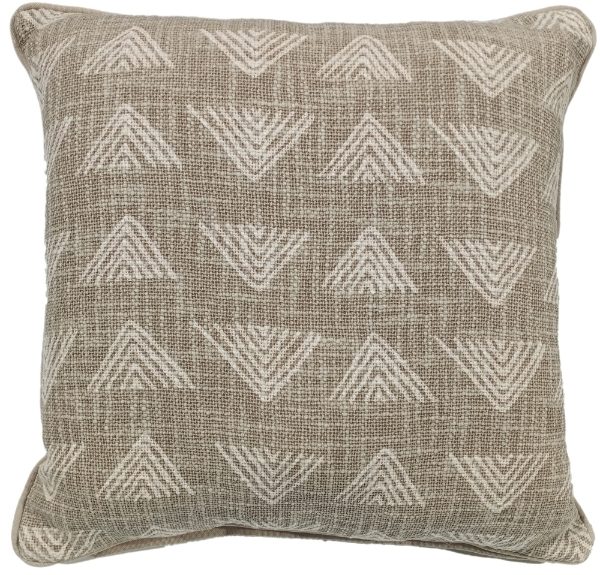 TRIANGLE PRINT ON LOOSE WEAVE TAUPE 45 X 45