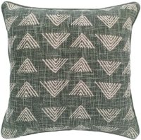 TRIANGLE PRINT ON LOOSE WEAVE GREEN  45 X 45