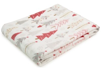 XMAS TREES PRINTED FLEEDCE THROW 150 X 200