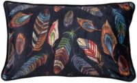 Printed Feather cushion on velvet with emb and piping 30 x 50