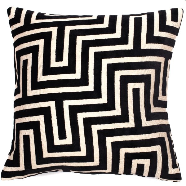 MAZE CUT VELVET PM BLACK 56 X 56